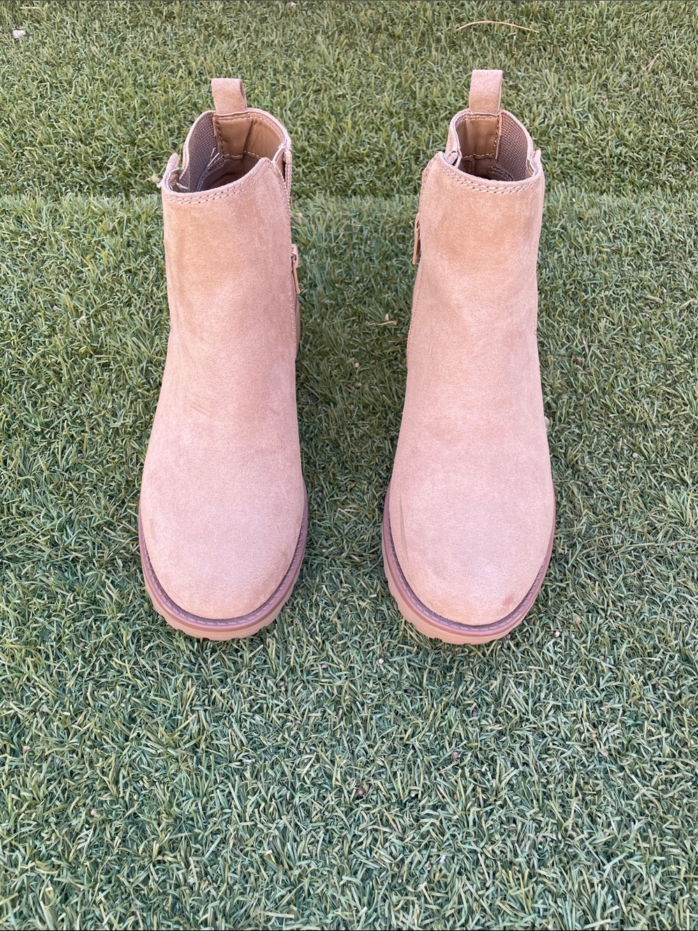Faux Suede Ankle Boots in Light Tan
